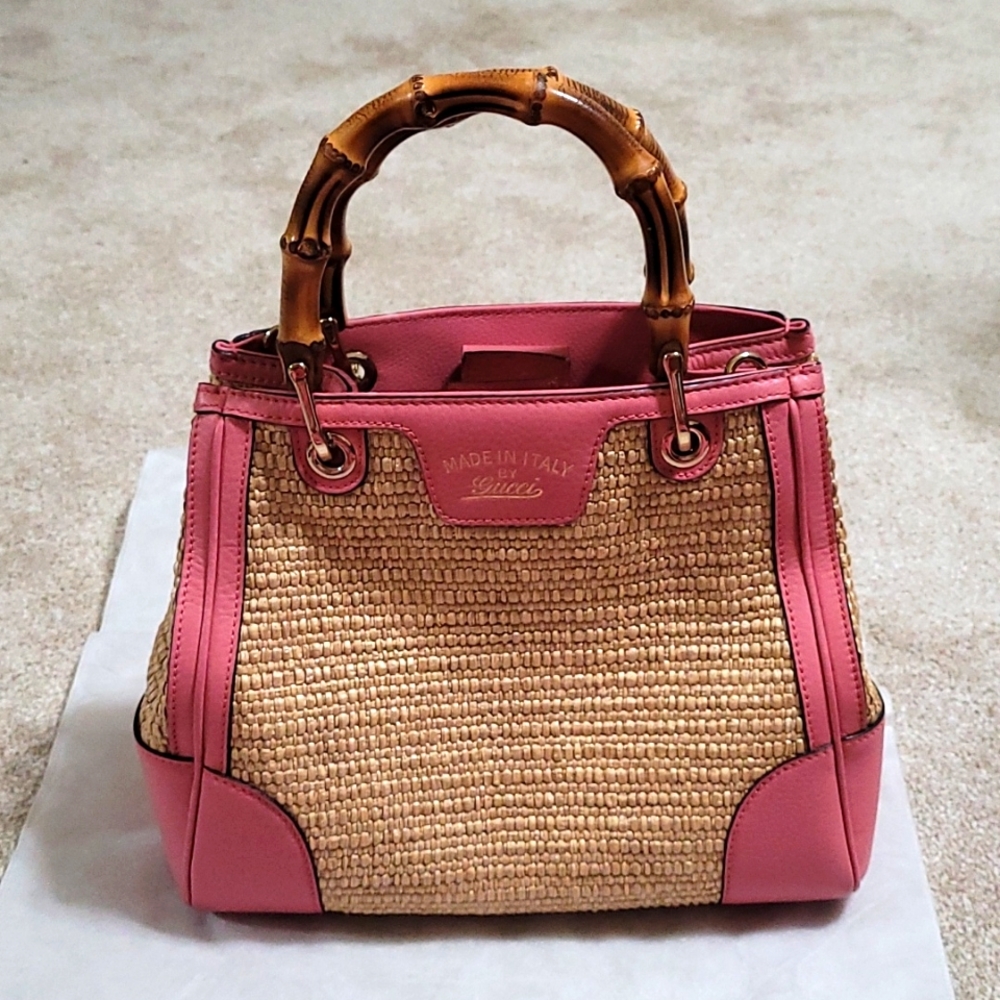GUCCI  BAMBOO STRAW BAG